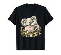 Sleeping Koala Bear Sleeping Animal Koala Lover Floral Cup T-Shirt