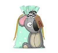 Sleeping Koala Cap Print Charming Gift Bag,Cloth Gift Bags With Drawstring,Perfect For Small Gifts And Jewelry
