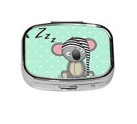 Sleeping Koala Cap Print Square Mini Pill Box - Compact & Stylish, Easy-to-Access Medication Organizer with Full Color Print, Perfect Travel Accessory