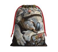 sleeping koala cap print Super soft velvet Christmas bag, fit for Halloween promotion and daily storage