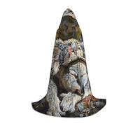 sleeping koala cap print Teen Hooded Cape Cloak, Long Elegant Witch Vampire Costume for Role Play