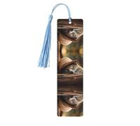Sleeping Koala Cap Print Wooden Bookmarks Tassel Bookmark Book Marks Reading Accessories,for Book Lovers Teachers