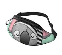 Sleeping Koala Cap Sport Waist Bag Travel Bumbags with Zipper and Earphone Hole, Running Fanny Pack Waist Pack with Adjustable Belt for Men Women