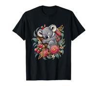 Sleeping Koala in Australian Flowers Eucalyptus Nature T-Shirt