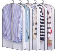 SLEEPING LAMB 40" Clear Garment Bags for Hanging Clothes Storage 4" Gussets Suit Bags for Closet Storage Coat Cover for Shirts, Sweater, Jacket(5 Packs)