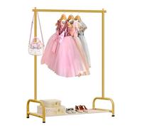 SLEEPING LAMB Baby Clothing Rack, Small Kids Clothes Rack with Bottom Storage Shelf, Child Clothes Hanger Rack for Coats, Metal Dance Costume Garment Rack for Hanging Clothes, Gold