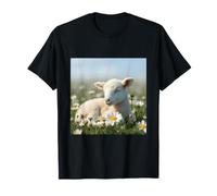 Sleeping Lamb Daisy Meadow Peaceful Farm Animal Design T-Shirt