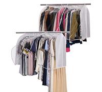 SLEEPING LAMB Extra Large Hanging Garment Rack Cover Storage with Clear PVC Window Dust Shoulder Cover Clothes Dress Suits Coat Protectors for Closet, 2 Packs, White