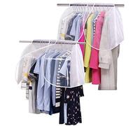 SLEEPING LAMB Garment Bags for Storage Garment Rack Cover with Clear PVC Windows Hanging Clothes Cover for Suit Coats Jackets Dress Shoulder Protectors Cover, 2 Pack, White