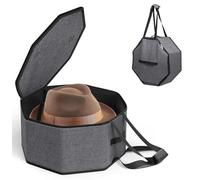 SLEEPING LAMB Hat Box for Travel and Storage, Collapsible Cap Case for Mens Fedora Organizer, Hat Storage Box for Men and Women for Closet, Cap Carrier with Handles, Grey