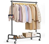 SLEEPING LAMB Heavy Duty Clothing Racks for Hanging Clothes Rack, 43" Wide Rolling Garment Rack Metal Clothing Hanger Rack with Wheels Wardrobe Rack for Coats, Shirts, Dress, (Black)