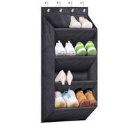 SLEEPING LAMB Over the Door Hanging Shoe Rack, Short Organizer with Large Deep Pockets Narrow Door for Sneakers, Boots, RV, Dormitory, Black
