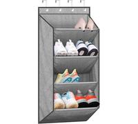 SLEEPING LAMB Over the Door Shoe Organizer for Closet, Short Hanging Shoe Rack with Large Deep Pockets, Narrow Door Sneaker Storage for Boots in RV, Dorm, Grey