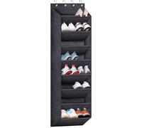 SLEEPING LAMB Over The Door Shoe Organizer for Closet with Large Deep Pockets, Narrow Shoe Rack for Door Hanging Boots Storage, Black