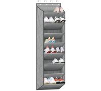 SLEEPING LAMB Over The Door Shoe Organizer for Closet with Large Deep Pockets, Narrow Shoe Rack for Door Hanging Boots Storage, Grey