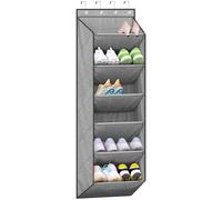 SLEEPING LAMB Shoe Rack for Door with Large Deep Pocket, Over The Door Shoe Organizer for Closet, Dorm and Narrow Hanging Sneaker Storage Holder, Grey