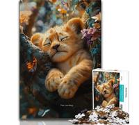 Sleeping Lion Cub 1000 Piece Jigsaw Puzzle for Adults Teens,Brain Intelligence Challenge Addictive Toys for Home Decoration (38x26cm)