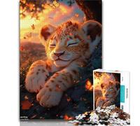 Sleeping Lion Cub 1000 Pieces Jigsaw Puzzle For Adults Teens,Stress Reliever Difficult Challenge Deal As Gifts for The Whole Family 38x26cm