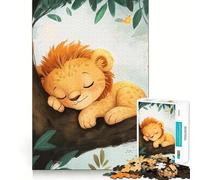 Sleeping Lion Cub Illustration 1000 Pieces Jigsaws Adults Puzzles Gifts Reason Skill Toy Stress Release Exact Cut Santa Wish List 50x75cm