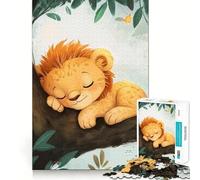 Sleeping Lion Cub Illustration Jigsaw Puzzle for Teenagers 1000 Pieces Fine Logic Toy Calm Pastime Neat Edge Art Collection Piece 38x26cm