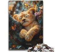 Sleeping Lion Cub Jigsaw Puzzles for Teenagers 1000 Piece Puzzle,Brain Intelligence Challenge Addictive Toys for Home Decoration (38x52cm)