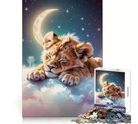 Sleeping Lion Cub on Clouds 1000 Piece Jigsaw Puzzles for Adults Mental Logic Toy Tension Relief Firm Cut Perfect Present 38x52cm