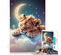 Sleeping Lion Cub on Clouds Jigsaw Puzzles 1000 Pieces for Teenagers Memory Upgrade Relaxing Fun Sharp Cut Art Collection Piece 50x75cm