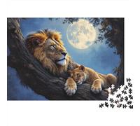 Sleeping Lions and Cub 1000 Piece Jigsaw Puzzle Moonlight Scene 70x50cm/1000pcs