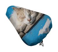 Sleeping Little Cat Bike Seat Cover, Extra Soft Comfy Bicycle Cover, Rain Sun Protector Seats Protectors Durable Dustproof Covers for City Mountain Bikes