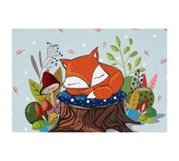 Sleeping Little Fox Placemats, Heat Resistant Table Mats Set of 4, Washable Non-Slip Stain Resistant Outdoor Place Mats for Table Kitchen Dining, Easy to Clean