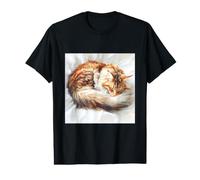 Sleeping Maine Coon Cat Painting Fluffy Orange Tabby Value Graphic T-Shirt