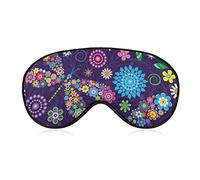 Sleeping Mask Abstract Dragonfly Flowers Sleep Eye Mask Blindfold with Adjustable Strap Purple Soft Eye Cover for BlockingLights