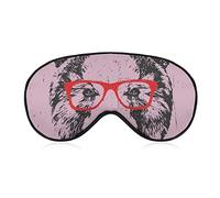 Sleeping Mask Bear with Glasses Sleep Eye Mask Blindfold with Adjustable Strap Oil Painting Animal Soft Eye Cover for BlockingLights
