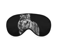 Sleeping Mask Black Grey Wolf Sleep Eye Mask Blindfold with Adjustable Strap Soft Eye Cover for BlockingLights