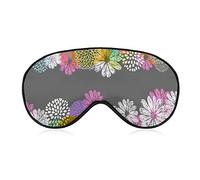 Sleeping Mask Colorful Flowers on Gray Sleep Eye Mask Blindfold with Adjustable Strap Flower Doodles Soft Eye Cover for BlockingLights