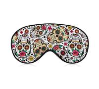 Sleeping Mask Creepy Mexican Skull Sleep Eye Mask Blindfold with Adjustable Strap Halloween Flowers Soft Eye Cover for BlockingLights