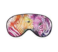 Sleeping Mask Cute Colorful Zebra Watercolor Sleep Eye Mask Blindfold with Adjustable Strap Wild Animals African Soft Eye Cover for BlockingLights
