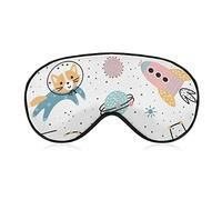 Sleeping Mask Cute Fox Astronaut Sleep Eye Mask Blindfold with Adjustable Strap Planet and Stars Soft Eye Cover for BlockingLights