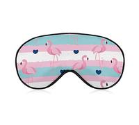 Sleeping Mask Cute Pink Flamingo Sleep Eye Mask Blindfold with Adjustable Strap Blue White Stripes Soft Eye Cover for BlockingLights