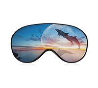 Sleeping Mask Dolphin Silhouette Sleep Eye Mask Blindfold with Adjustable Strap Sunset Scenery Soft Eye Cover for BlockingLights