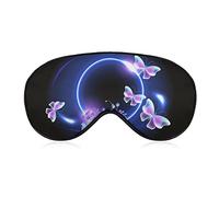 Sleeping Mask Glowing Butterflies and Flowers Sleep Eye Mask Blindfold with Adjustable Strap Pink Blue Neon Color Soft Eye Cover for BlockingLights