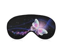 Sleeping Mask Glowing Transparent Butterfly Sleep Eye Mask Blindfold with Adjustable Strap Glowing Stars Pink Soft Eye Cover for BlockingLights