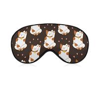 Sleeping Mask Japanese Fortune Cat Sleep Eye Mask Blindfold with Adjustable Strap Orange Cats Soft Eye Cover for BlockingLights