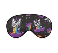 Sleeping Mask Kitten Pukes Rainbow Sleep Eye Mask Blindfold with Adjustable Strap Unicorn Horn Stars Soft Eye Cover for BlockingLights