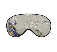 Sleeping Mask Peacock and Birds Sleep Eye Mask Blindfold with Adjustable Strap White Flower Tree Soft Eye Cover for BlockingLights