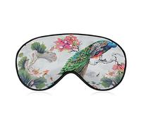 Sleeping Mask Peacock Bird Sleep Eye Mask Blindfold with Adjustable Strap Watercolor Flower Floral Soft Eye Cover for BlockingLights