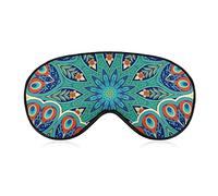 Sleeping Mask Peacock Feathers Pattern Sleep Eye Mask Blindfold with Adjustable Strap Eastern Traditional Floral Soft Eye Cover for BlockingLights
