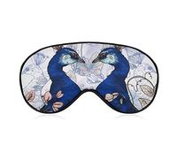Sleeping Mask Peacock Lover Sleep Eye Mask Blindfold with Adjustable Strap Faloral Birds Soft Eye Cover for BlockingLights