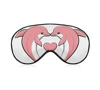 Sleeping Mask Pink Heart Shaped Dolphin Sleep Eye Mask Blindfold with Adjustable Strap Funny Animal Soft Eye Cover for BlockingLights