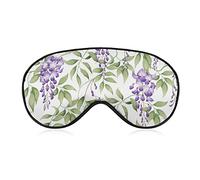 Sleeping Mask Purple Wisteria and Green Leaves Sleep Eye Mask Blindfold with Adjustable Strap Seamless Floral Pattern Soft Eye Cover for BlockingLights